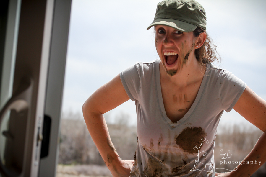 Playing and laughing in the mud