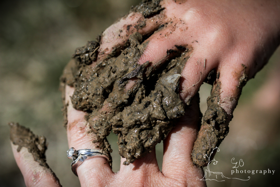 Playing and laughing in the mud